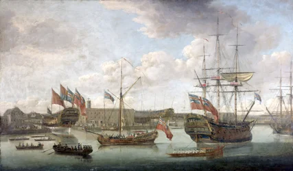 Wodowanie w Deptford Dockyard, ok. 1750