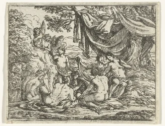 Satyry i nimfy pod drzewem