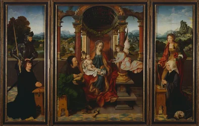 Święta rodzina, ok. 1530, Joos Van Cleve (1485-1540), tryptyk. Belgia