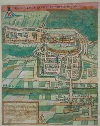 Baro žemėlapis iš Georgo Brauno (1541–1622) ir Franso Hogenbergo „Civitates Orbis Terrarum“, apie 1572 m. (spalvota graviūra)polis
