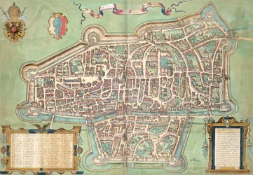 Mapa Augsburga z „Civitates Orbis Terrarum” Georga Brauna (1541-1622) i Fransa Hogenberga (1535-90), ok.1572