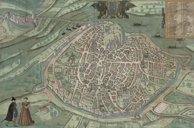 Mapa Awinionu, z „Civitates Orbis Terrarum” Georga Brauna (1541-1622) i Fransa Hogenberga, ok. 1572 (kolorystyka)
