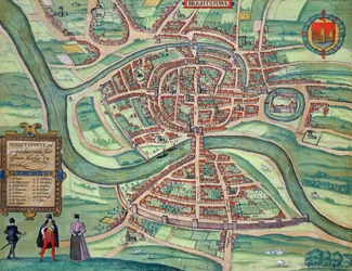 Mapa Bristolu z „Cities of the World” Georga Brauna (1541-1622) i Fransa Hogenberga (1535-90) c.1572-1617