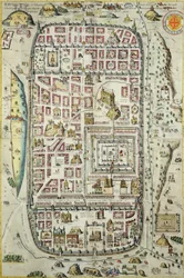 Mapa Jerozolimy i okolic, z „Civitates Orbis Terrarum” Georga Brauna (1541-1622) i Fransa Hogenberga (1535-90) c.1572-1617 (zob. 138905-96)