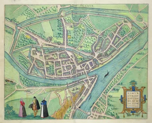 Mapa Namur, z „Cities of the World” Georga Brauna (1541-1622) i Fransa Hogenberga (1535-90) c.1572-1617
