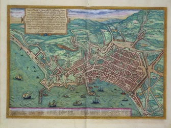 Mapa Neapolu, z «Civitates Orbis Terrarum» Georga Brauna (1541-1622) i Fransa Hogenberga (1535-90), ok. 1572
