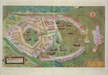 Mapa Ostii z „Civitates Orbis Terrarum” Georga Brauna (1541-1622) i Fransa Hogenberga (1535-90) c.1572-1617