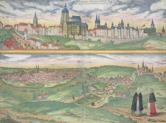 Mapa Pragi, z „Civitates Orbis Terrarum” Georga Brauna (1541-1622) i Fransa Hogenberga (1535-90), ok. 1572