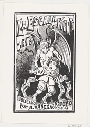 Demon trzymający za ramiona młodego chłopca nad grupą sępów, ilustr..., ok. godz. 1880-1910.