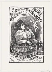 Profil kobiety siedzącej na krześle z odwróconą głową i trzymającej kwiat, il..., ca. 1890.