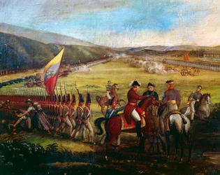 Oddziały generała Narino, towarzysza Bolivara, podczas bitwy pod Calibio, obraz autorstwa Jose Marii Espinosy (1796-1883). Kolumbia
