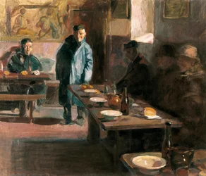Posiłek zawiera zupę. Obraz Jose Benlliure Ortiza (1884-1916). Olej na płótnie. Muzeum Sztuk Pięknych św. Piusa V, Walencja.