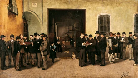„„ Handel szafranem ”” Obraz Jose Bru Albinana (XIX wiek) 1880 Walencja. Muzeum Sztuk Pięknych San Pio V.