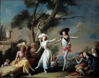 Pary w parku. Obraz Jose Camarona Y Boronata (1730-1803)