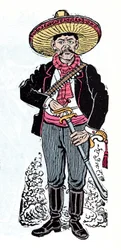 Rewolucja Meksykańska (1910-1920) - Salazar Amador Rewolucyjny zwolennik Emiliano Zapaty - Ksylografia Jose Guadalupe Posada (1852-1913)