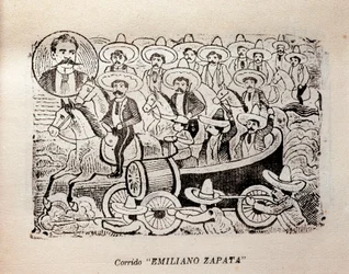 Meksyk. Rewolucja Meksykańska „Corrido Emiliano Zapata” (rycina)