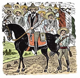 Rewolucja meksykańska (1910-1920): Portret Francisco Indalecio Madera (1873-1913), meksykańskiego rewolucjonisty. Drzeworyt José Guadalupe Posady (1852-1913).