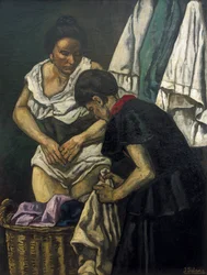 GUTIERREZ SOLANA, Jose (1886-1945). The Laundresses. 1931. Sztuka współczesna. Olej na płótnie. Kolekcja prywatna