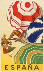 Plakat reklamujący Hiszpanię, wydany przez Hiszpański Państwowy Departament Turystyki (litografia kolorowa)