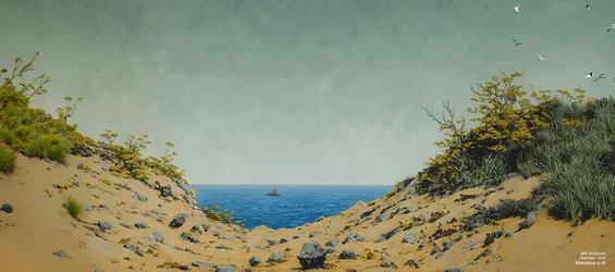 JJM odtwarza Friedrich-C-D: Widok przez zagłębienie brzegu (panorama)