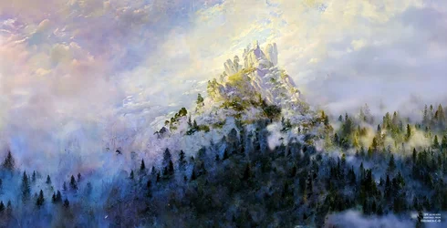 JJM odtwarza Friedrich-C-D: Poranna mgła w górach (panorama)