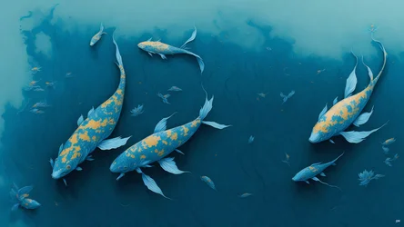 malowanie tuszem: Koi-Karpfish_blue_01