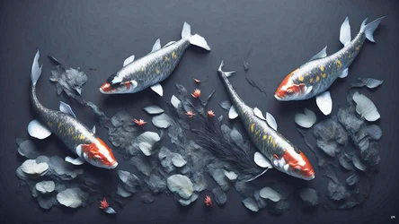 malowanie tuszem: Koi-Karpfish_red_01