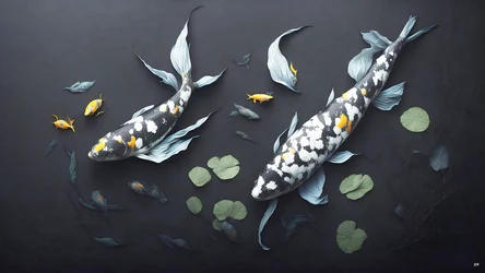 malowanie tuszem: Koi-Karpfish_biały marmur_05