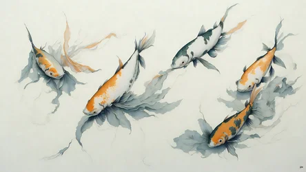malowanie tuszem: karp Koi fish_01