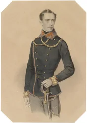 Franciszek Józef w węgierskiej liberii około 1855 r.