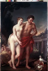 Wenus i Mars (Wenus i Mars). Obraz Josepha Marie Viena (1716-1809). Olej na płótnie, 225 x 151 cm