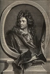 Portret francuskiego rzeźbiarza Corneille Van Cleve (1645-1732) grawerowany przez Poilly po obrazie Josepha Viviena