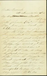 List podpisany Joseph A. Fardell, Benton Barracks, St. Louis, Mo. do Matki, 12 listopada 1863