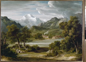 Dolina Lauterbrunnen niedaleko Unterseen z widokiem na Jungfrau (Szwajcaria) (olej na płótnie, ok. 1821)