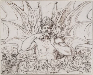 Lucyfer w centrum piekła. Ilustracja do Boskiej Komedii Dantego Alighieri, ok. 1803.