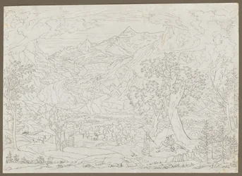 Lodowiec Grindelwald z myśliwą i wieśniaczką na pierwszym planie, ca. 1823.
