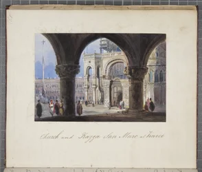 Kościół i Piazza San Marc w Wenecji, wklejony do Thomas Moodys Journal z wycieczki po Szwajcarii i Włoszech, 1822 (wc na papierze)