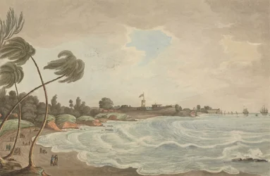 Bencooler Bay, mała droga i nabrzeże, Fort Marlborough, Sumakra, 1799