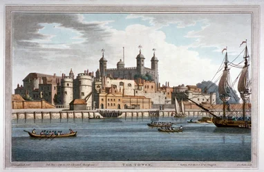 Widok południowy na Tower of London z łodziami na Tamizie, 1795