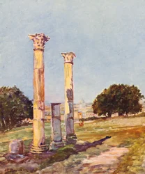 Rzym: Na Palatynie, Biblioteka Augusta (kolorowa litografia)