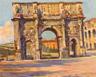 Rzym: Łuk Konstantyna (kolorowa litografia)