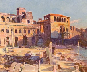 Rzym: Marsz Trajana (kolorowa litografia)