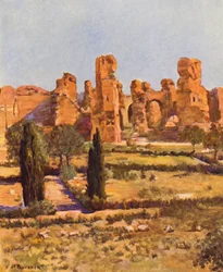 Rzym: Łaźnie Karakalli (kolorowa litografia)