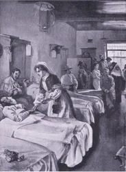 Więźniowie burscy w szpitalu pałacowym w Simonstown, ilustracja z filmu After Pretoria: The Guerilla War, 1902