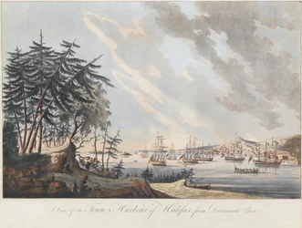 Widok na miasto i port Halifax z Dartmouth Shore, 1781
