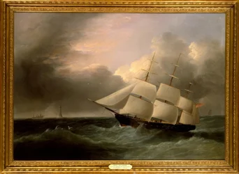 Statek handlowy West Indiaman / obraz J.Hearda, XIX w.