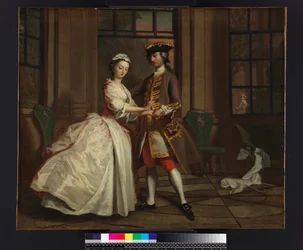 Pamela i Mr B. w Summerhouse, z książki „Pamela: or Virtue Rewarded” Samuela Richardsona (1689-1761) opublikowanej 1740, ok. 1744