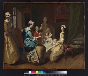 Pamela opowiada dziecięcą historię, z „Pamela: or Virtue Rewarded“ Samuela Richardsona (1689-1761), opublikowanego w 1740, ok. 1744