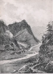Afganistan: Marsz kolumny z Kabulu do Khandaharu, sierpień 1880, ilustracja z brytyjskich bitew lądowych i morskich, 1915