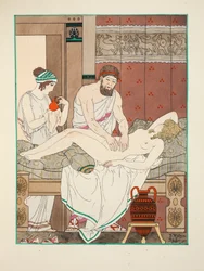 Masaż leczniczy, ilustracja z "Dzieł Hipokratesa", 1934